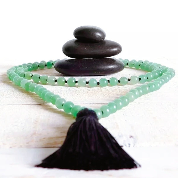 Green Aventurine Abundance 108 Meditation Mala Beaded Necklace