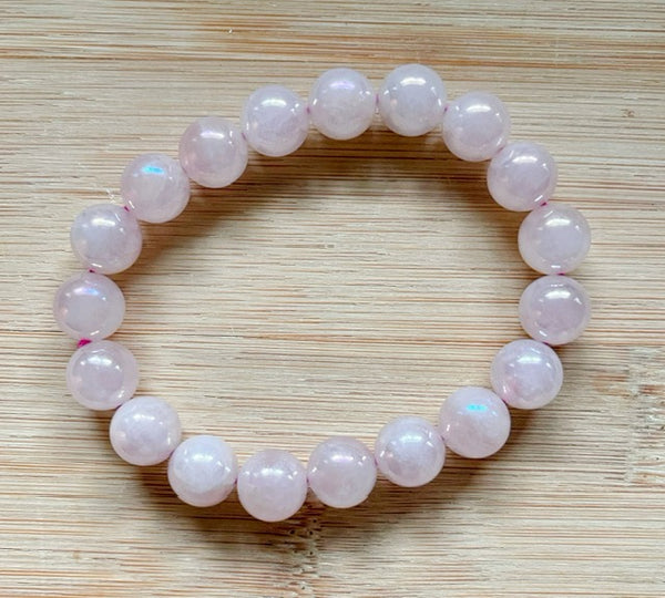 Large Angel Aura Rose Quartz Bracelet