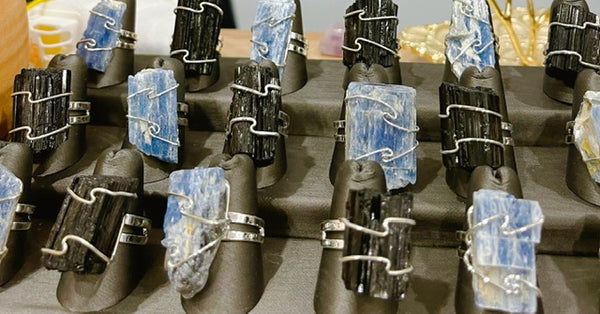 Assorted Rough Gemstone Adjustable Ring