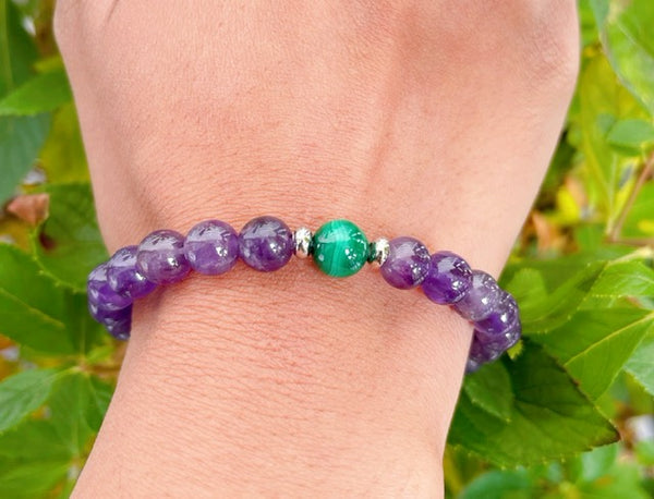 Rare Amethyst & Malachite Bracelet