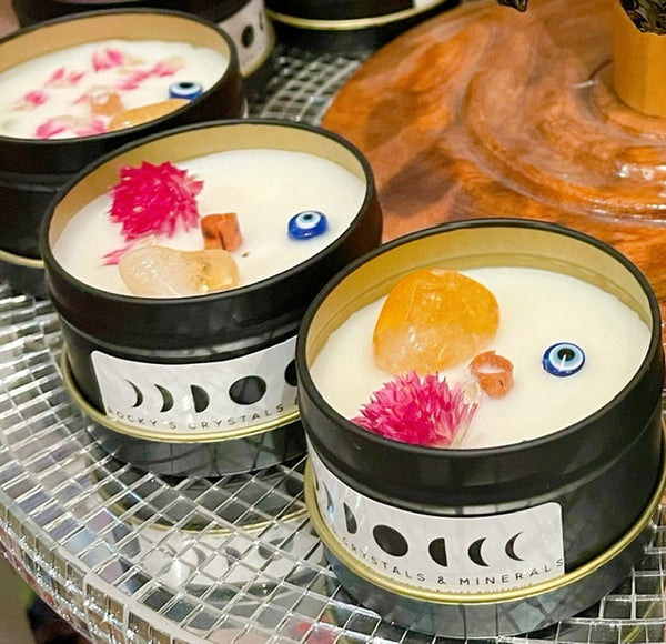 Wildflower Evil Eye Protection Citrine Crystal Candle 🧿