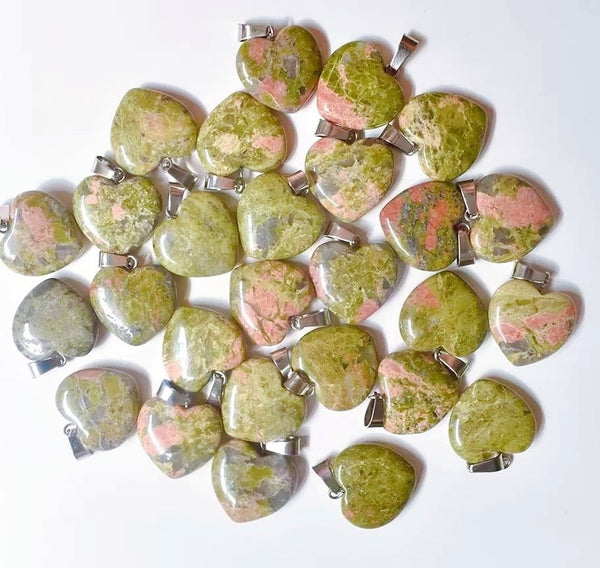 Unakite Heart Pendant
