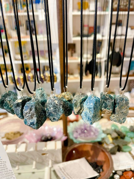 Rough Blue Apatite String Necklace