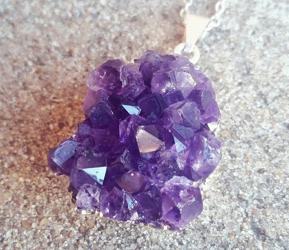 Brazilian Silver Plated Amethyst Cluster Necklace
