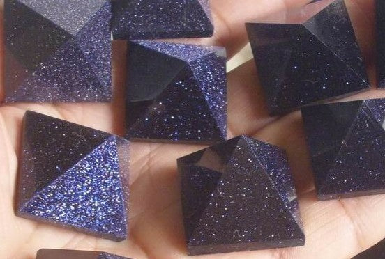 Small Blue Goldstone Pyramid