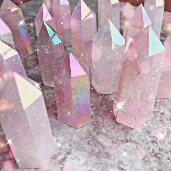 LARGE Magical Angel Aura Rose Quartz Point Wand