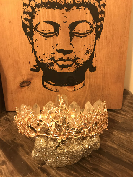 Gold Goddess Brazilian Quartz Leaf Crown