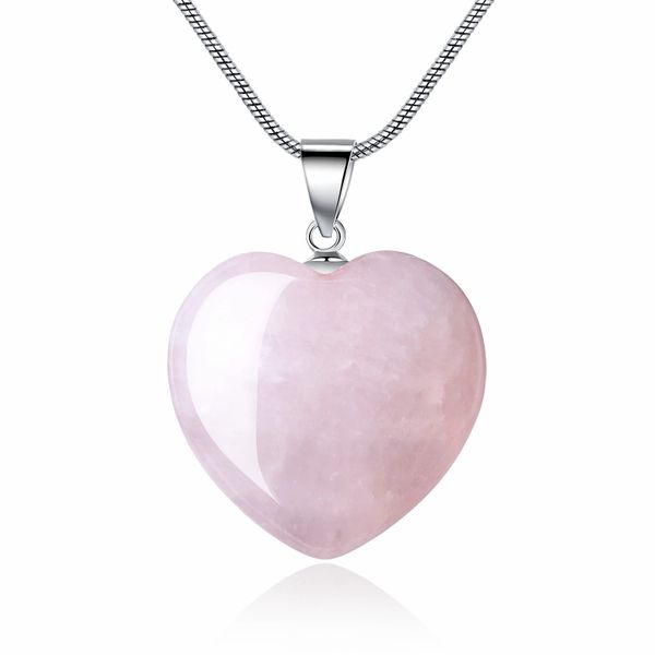 Rose Quartz Heart Love Pendant - Love Yourself First!